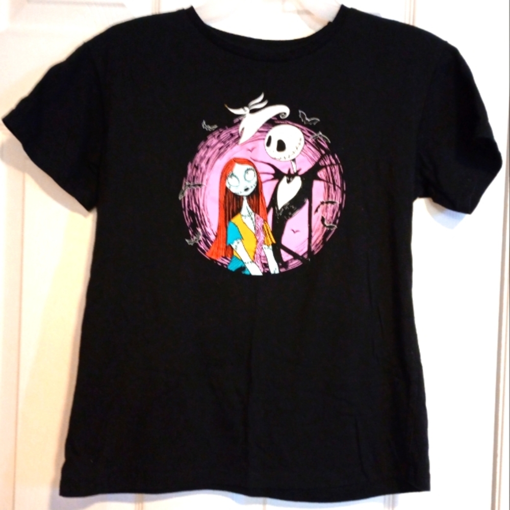 Tim Burton The Nightmare Before Christmas Jack & Sally T-Shirt Black Jersey LNC